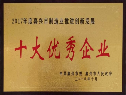 2017嘉興市制造業(yè)十大優(yōu)秀企業(yè)